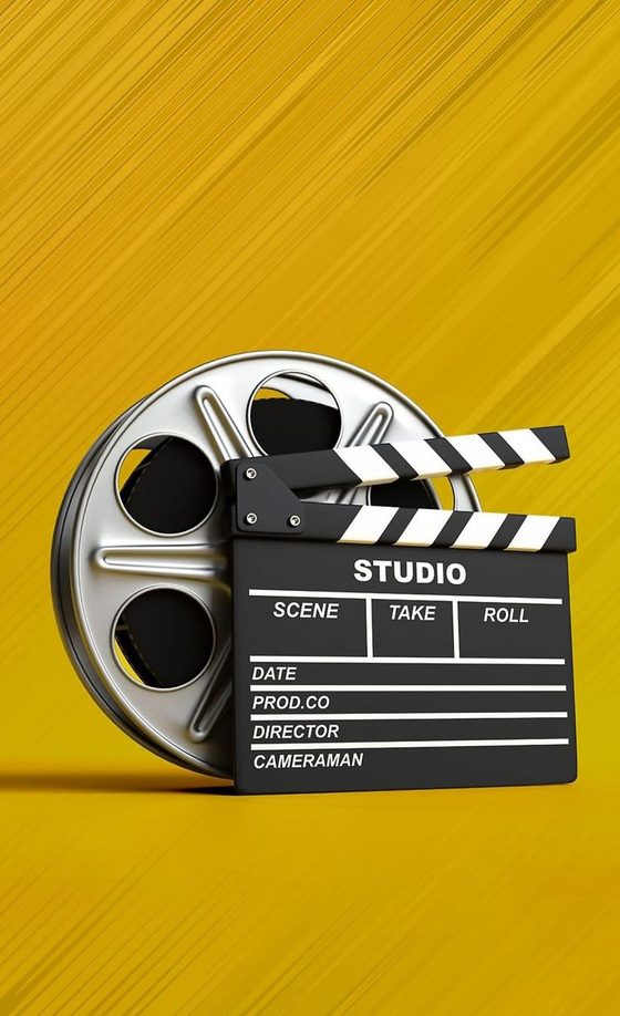 Film clapperboard and reel
