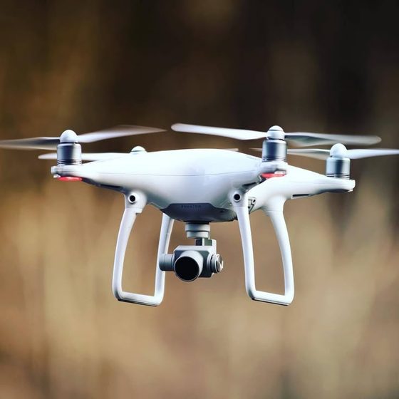 Camera drone in flight