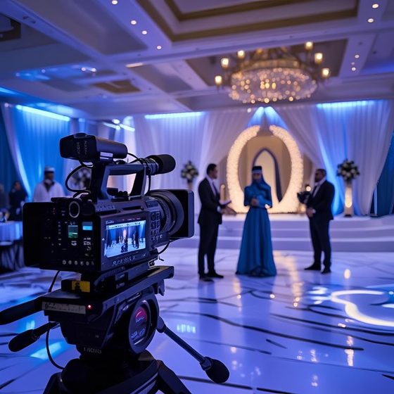 Video camera filming an event
